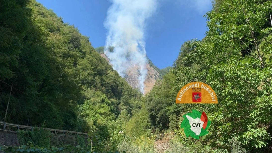 L'incendio nel bosco a Colonnata