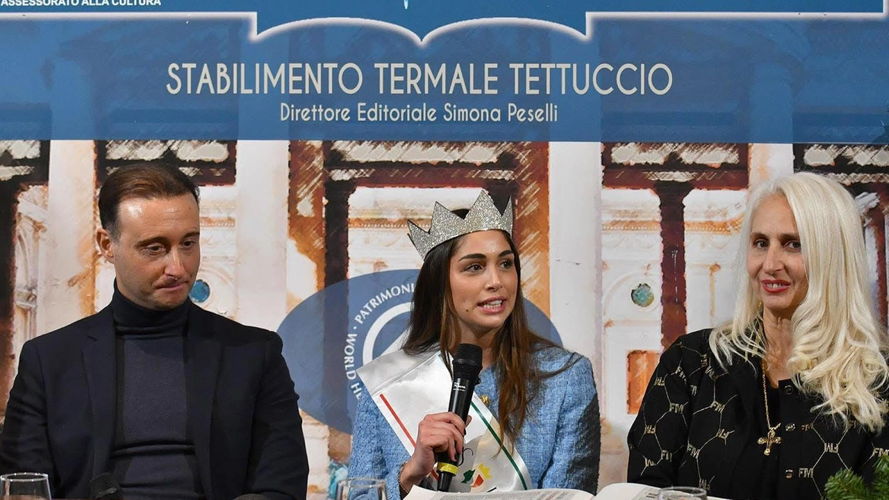 Ofelia Passaponti Miss Italia accanto a Simona Peselli e Alessio Stefanelli nella rassegna «Acqua in bocca»