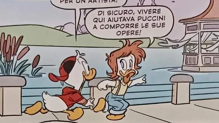 Il Belvedere nei fumetti. I vecchi pilastrini del lago ricompaiono su Topolino