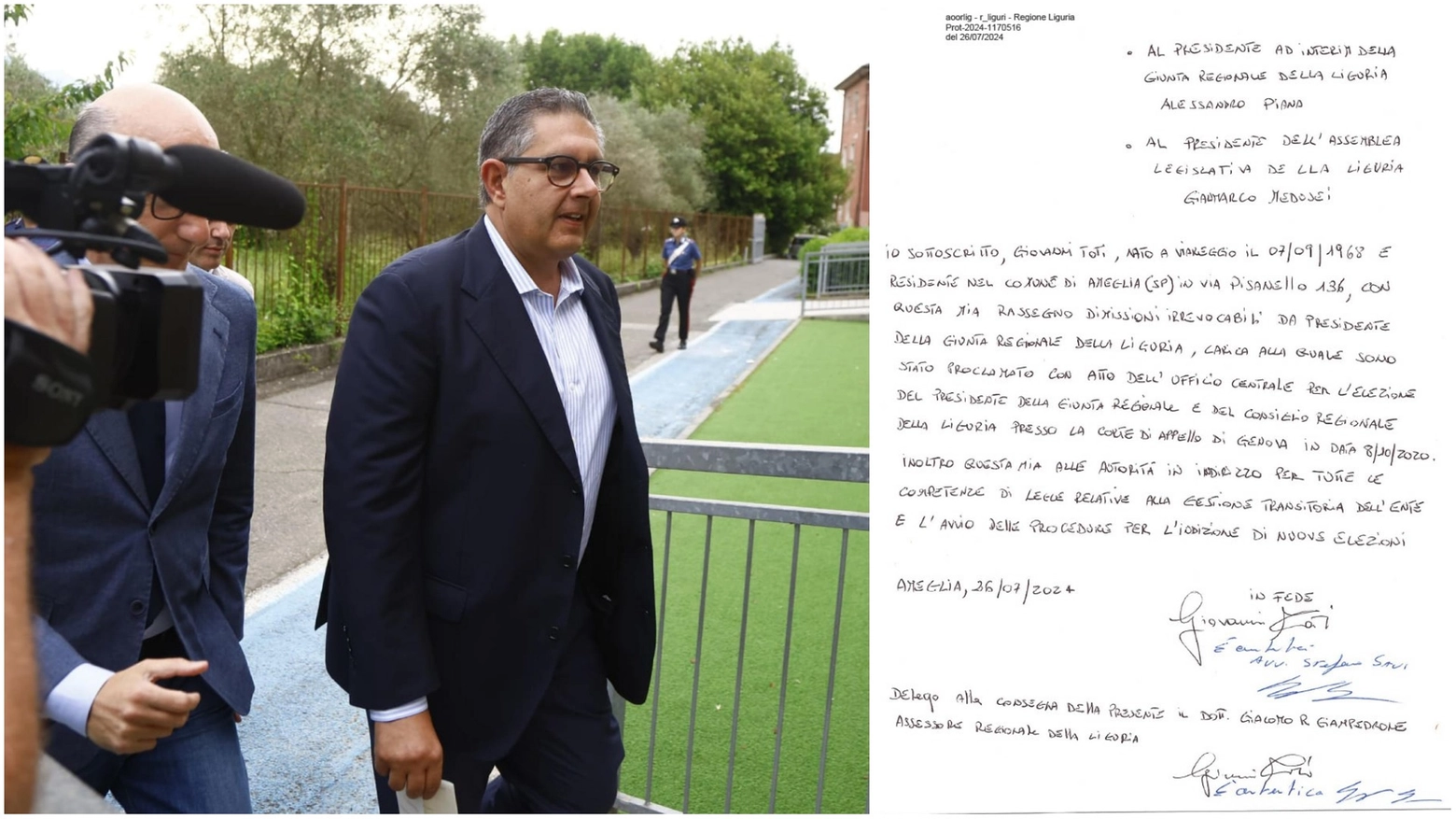 L’avvocato dell’ex governatore ligure ha consegnato la missiva all’assessore Giampredrone, che l’ha protocollata. Al voto entro la fine di ottobre