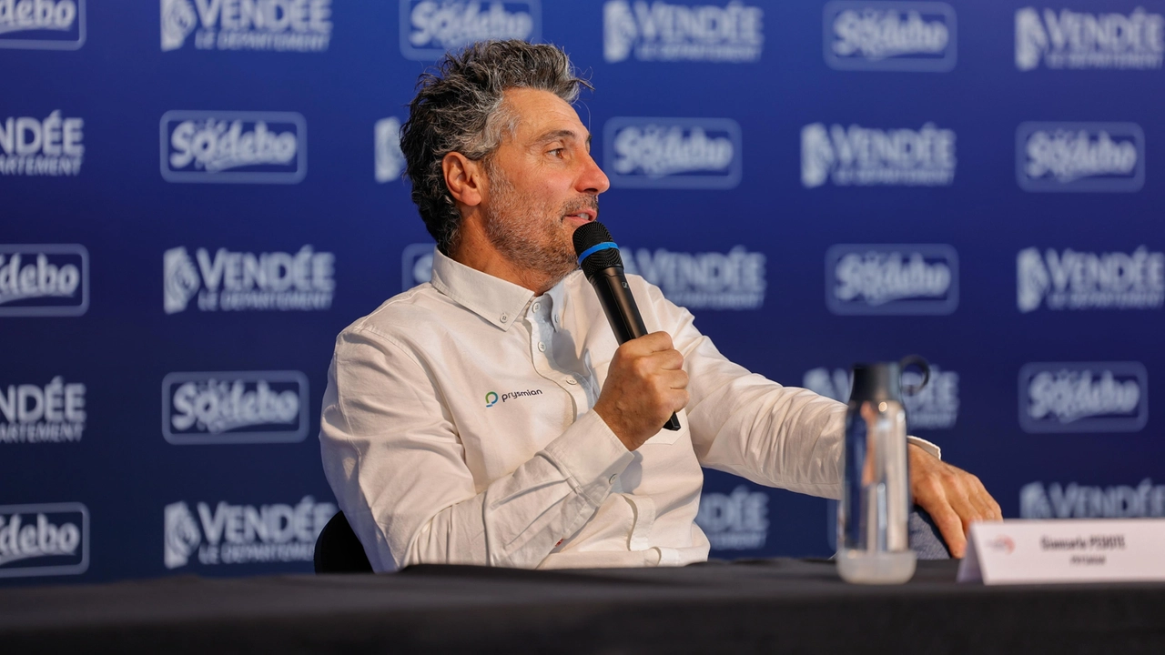 Giancarlo Pedote durante la conferenza stampa dopo l'arrivo