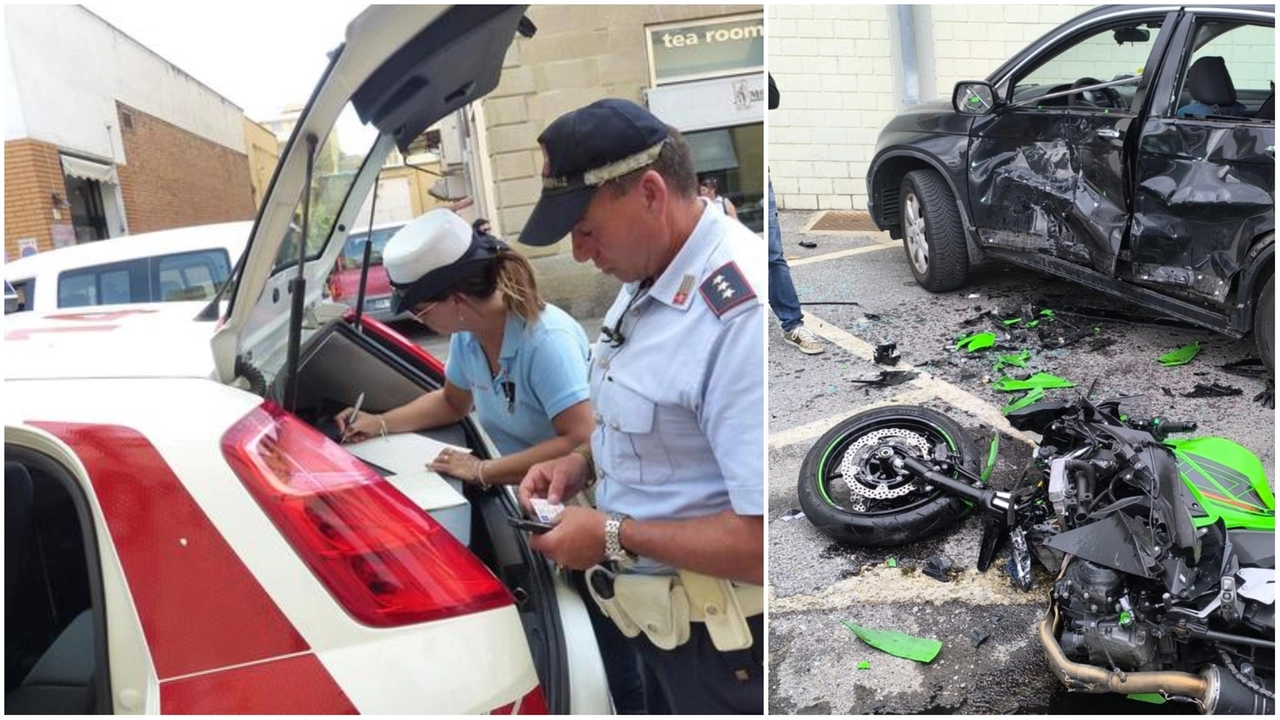 A destra la tragica scena dell'incidente; a sinistra la polizia municipale (foto di repertorio)