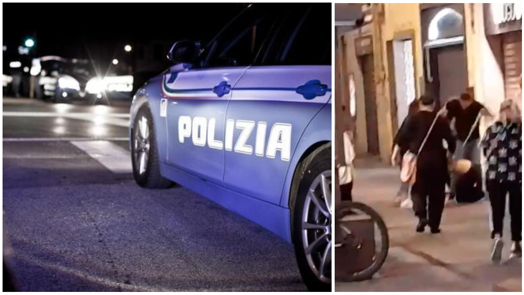 Un momento della rissa in un video ripreso dai social. Sul posto polizia e carabinieri