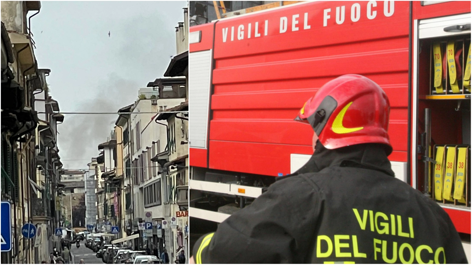 La colonna di fumo sopra Firenze, intervento dei vigili del fuoco