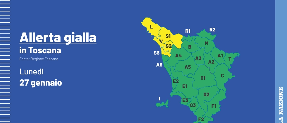 Allerta gialla in Toscana per lunedì 27, piogge forti e vento. Ecco dove