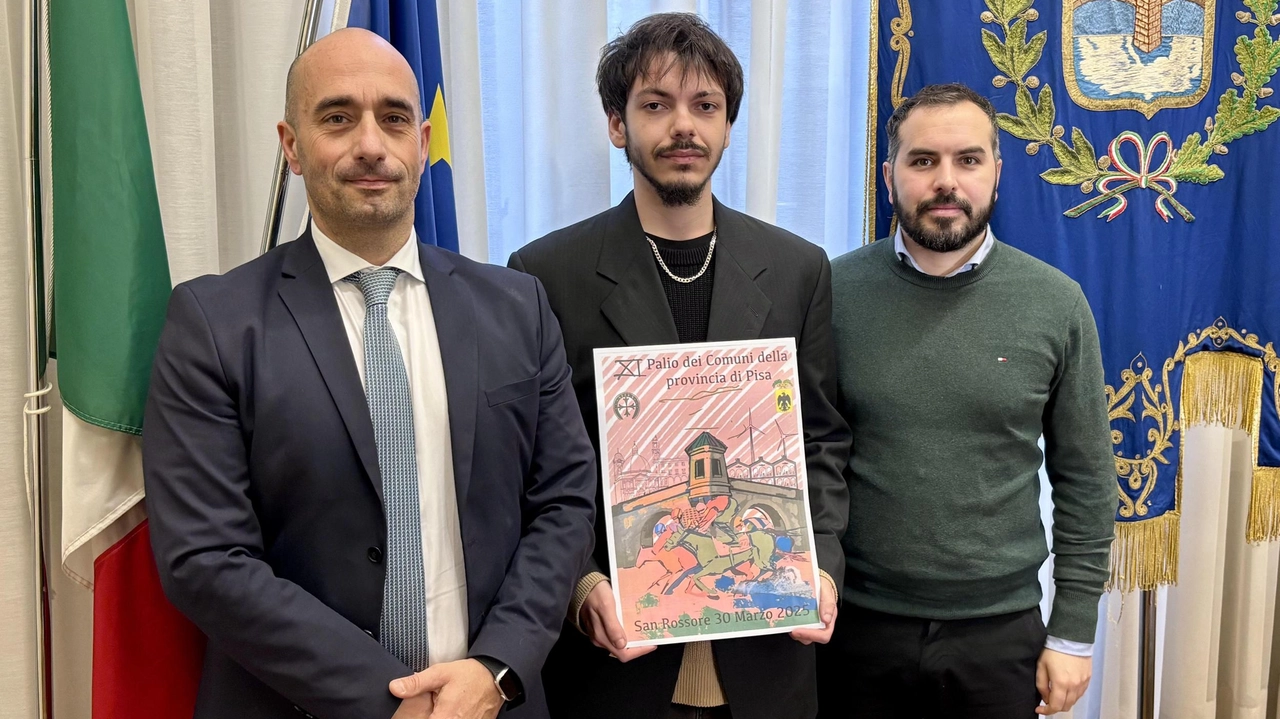 Emiliano Piccioni, Jacopo Petrizzo e Mattia Belli e la presentazione del Palio