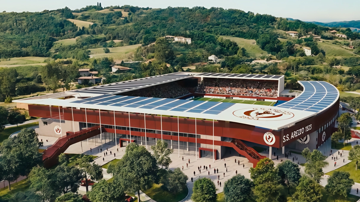 Il rendering dello stadio Comunale