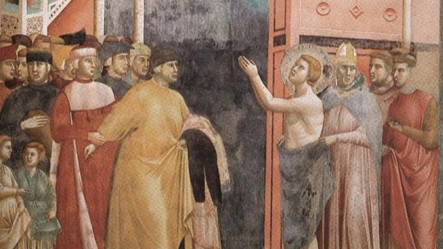 Francesco si spoglia dei suoi beni: l’affresco è opera di Giotto