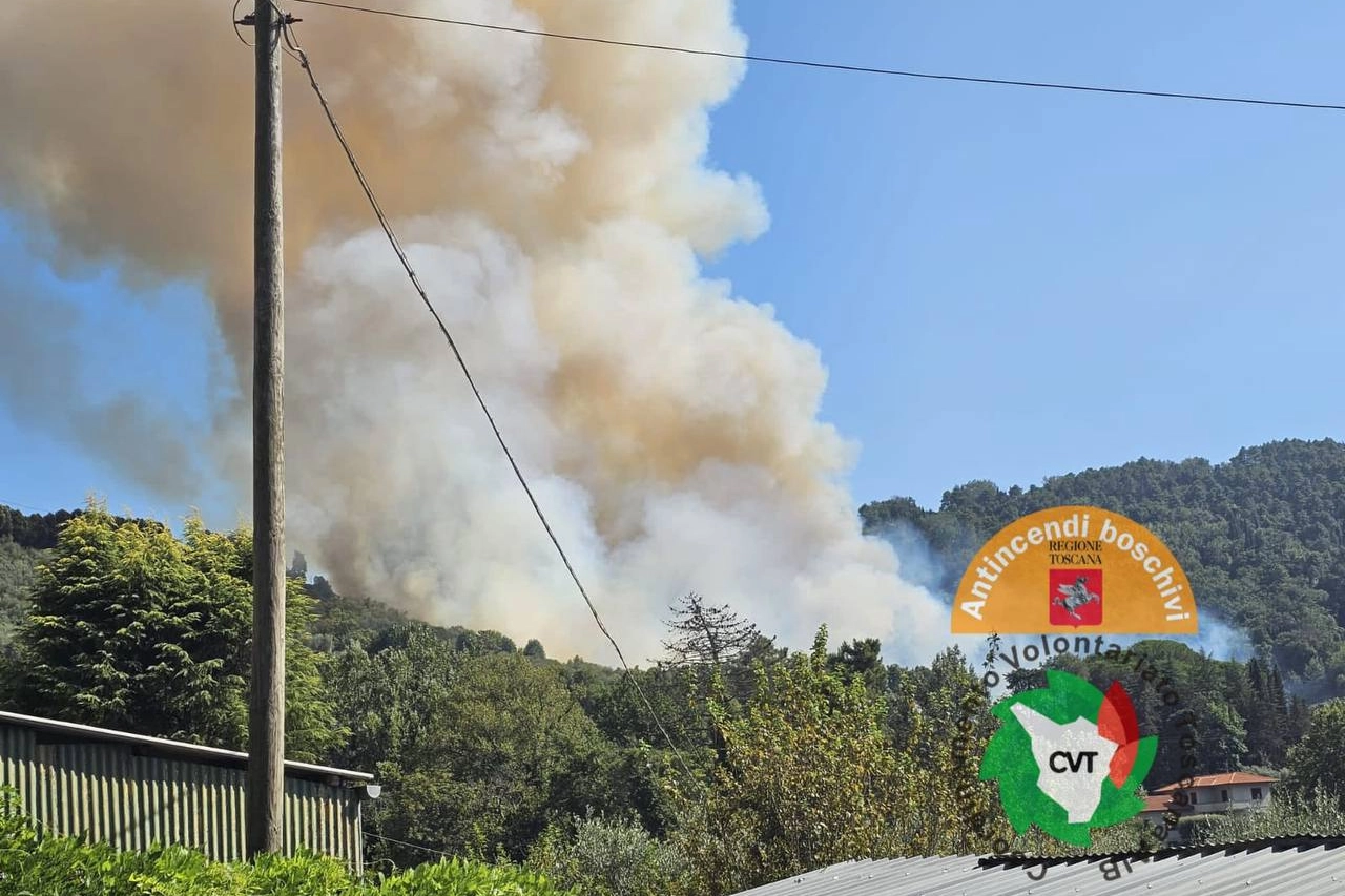 L'incendio a Pontemazzori, culle colline di Camaiore