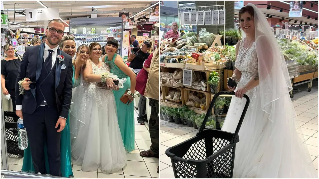 E dopo il matrimonio tutti al supermercato: gli sposi fan della spesa spopolano sul web