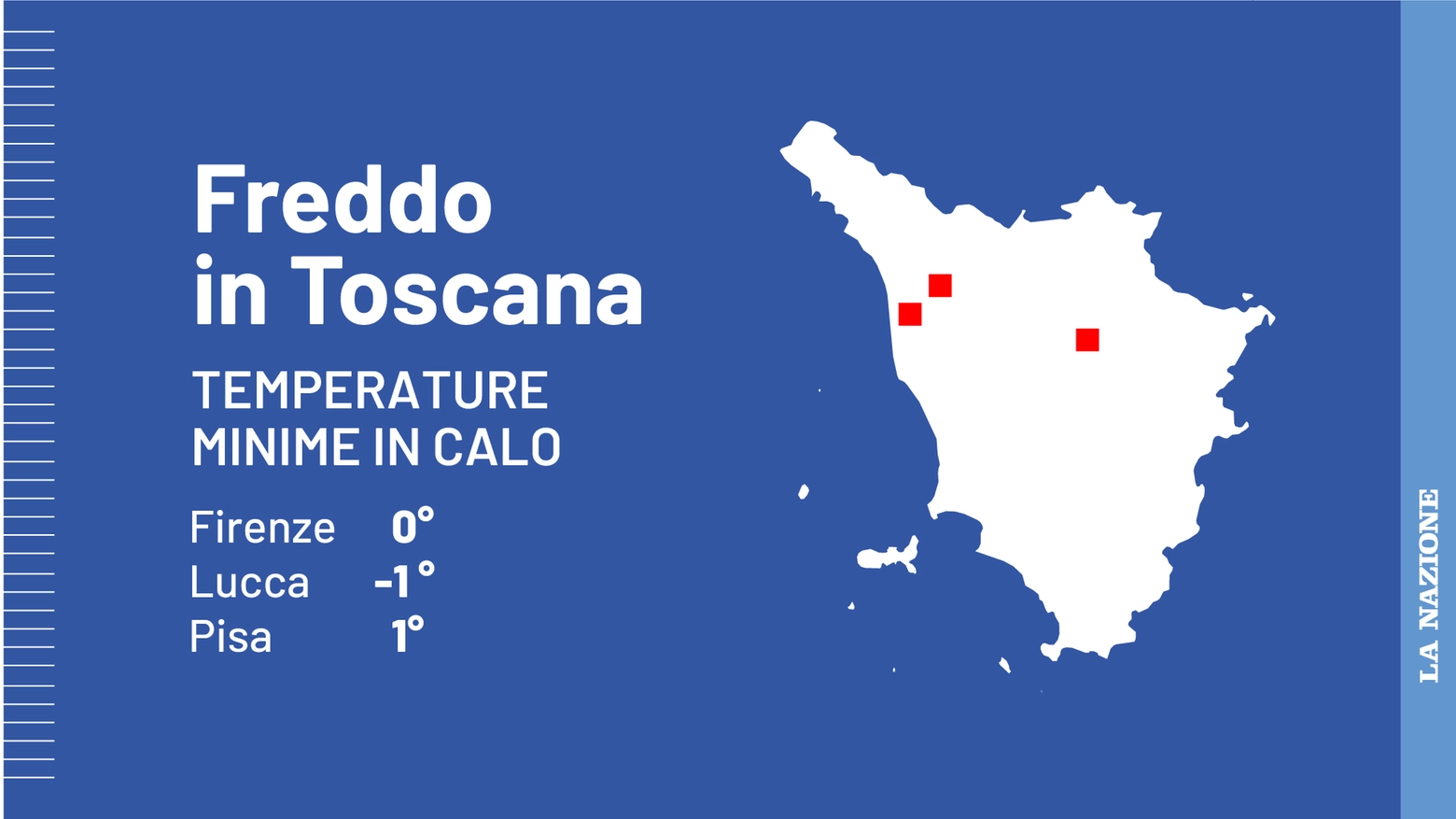 Freddo in Toscana, temperature minime e massime in calo. Le previsioni per venerdì 15 novembre (Fonte: Lamma)