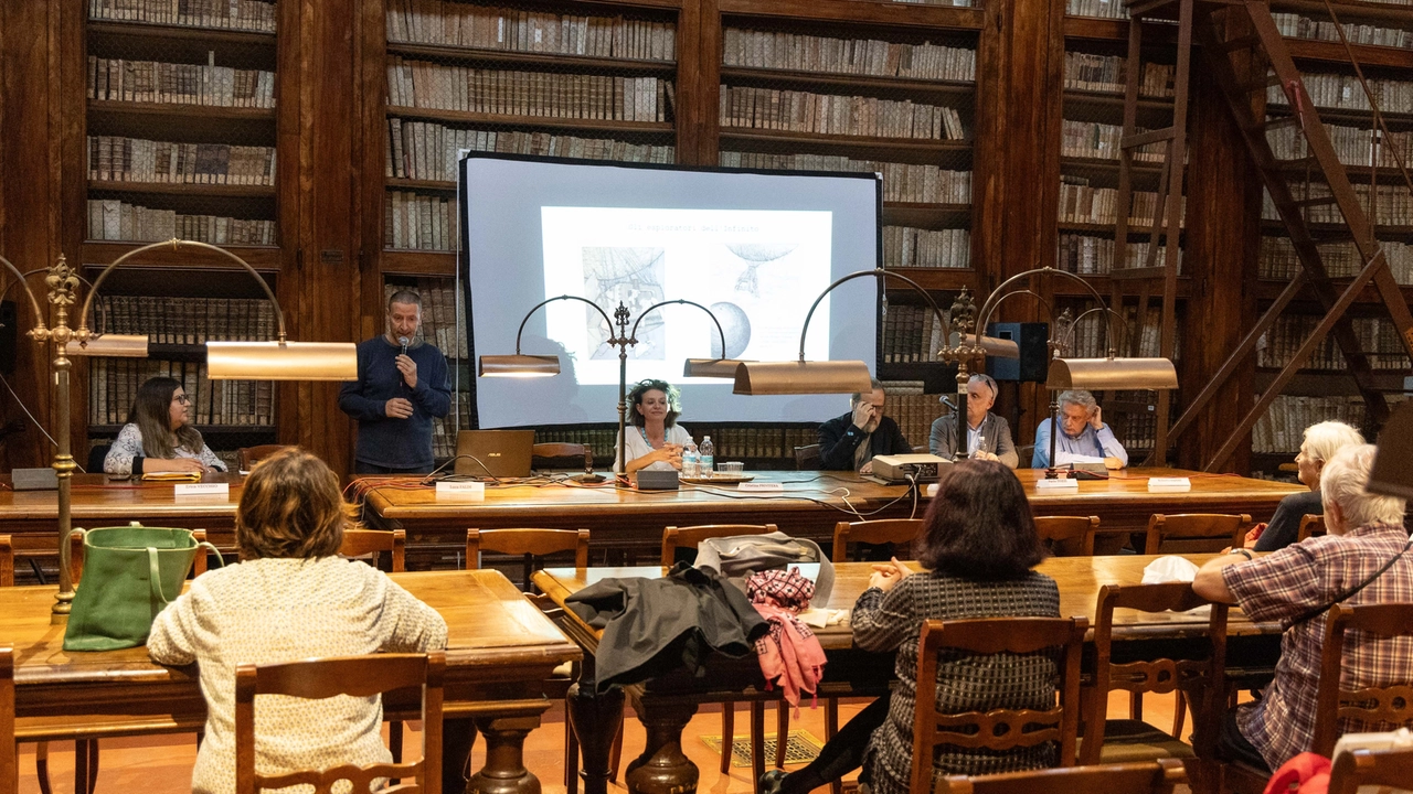 Biblioteca Marucelliana di Firenze, un momento dell'inaugurazione della mostra su Yambo (Cabras/New Press Photo)