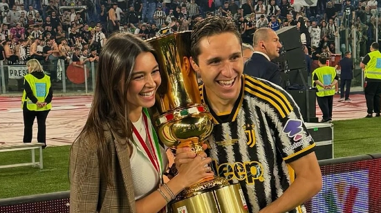 Federico Chiesa con Lucia Bramani a Roma, la sera in cui la Juventus ha conquistato la Coppa Italia 2024