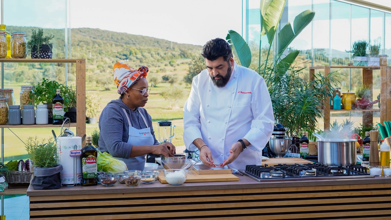 Chef Cannavacciuolo durante la puntata girata in Toscana