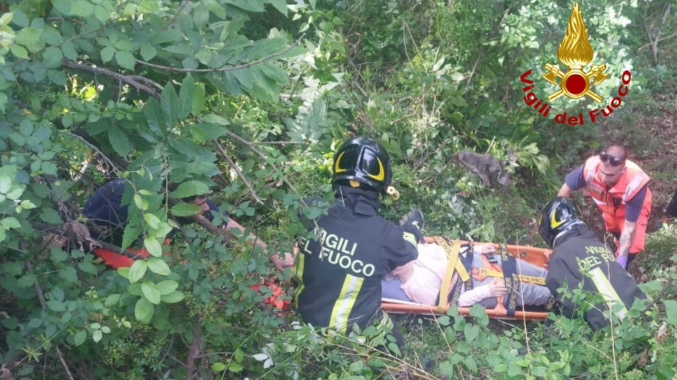 Il salvataggio dei vigili del fuoco a Serravezza (foto vigili del fuoco)