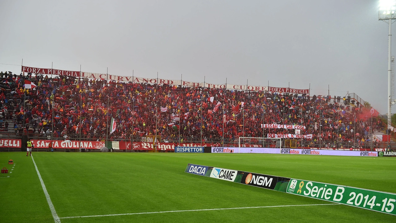 Tifo del Perugia allo stadio Renato Curi