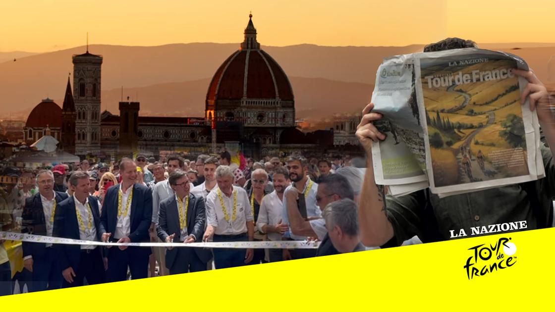Tour de France, finita l’attesa. Lo sguardo del mondo su Firenze, taglio del nastro in una piazza Santa Croce stracolma