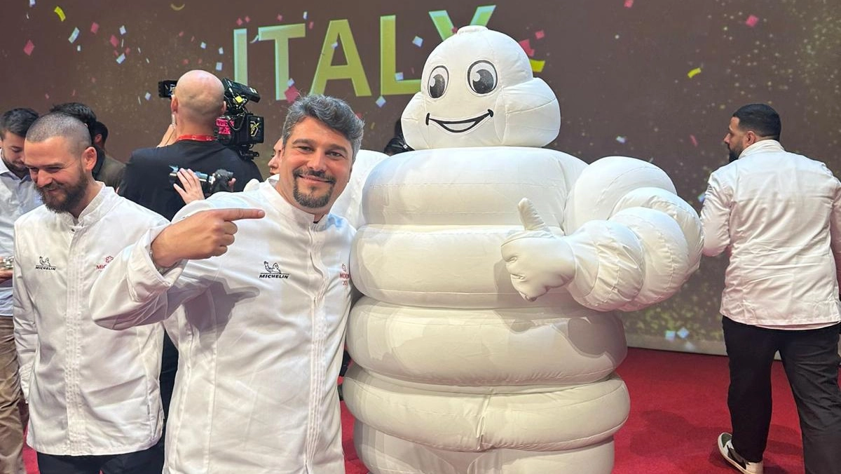 Lo chef Giacomo Devoto alla premiazione Michelin