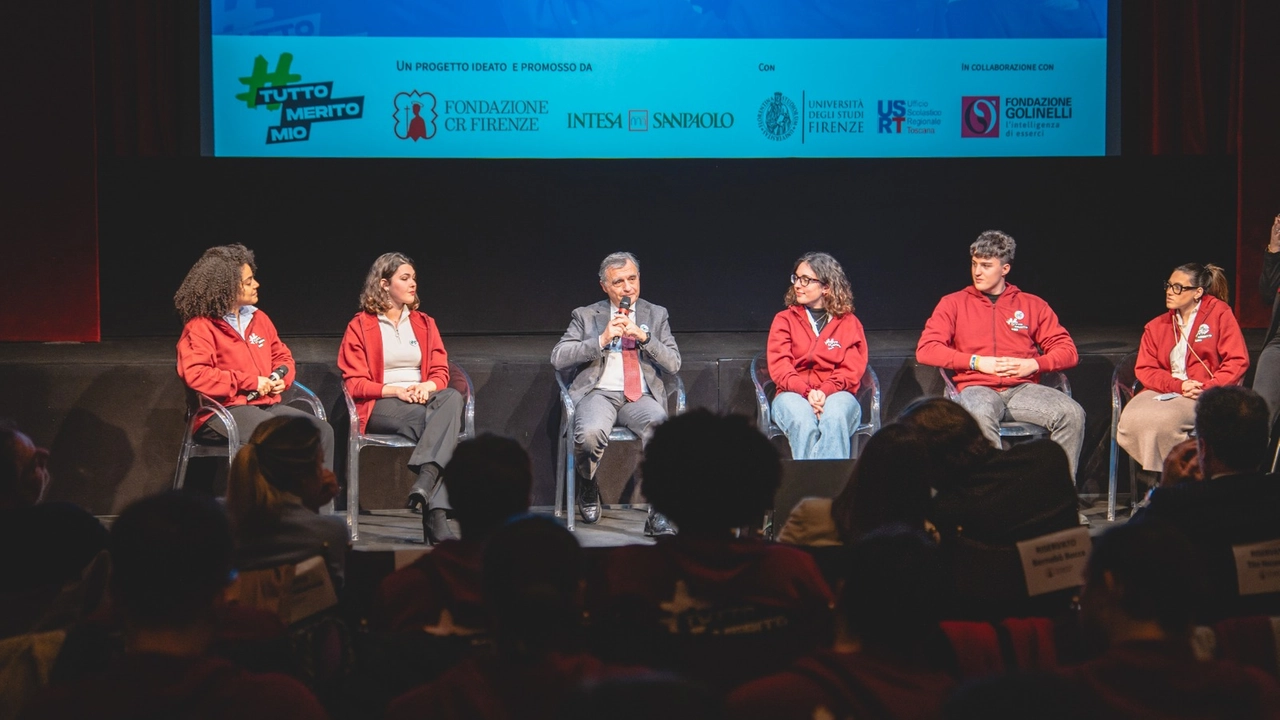 La presentazione di '#TuttoMeritoMio', programma ideato da Fondazione Cr Firenze e Intesa Sanpaolo che premia il merito e l'impegno di giovani provenienti da famiglie a basso reddito