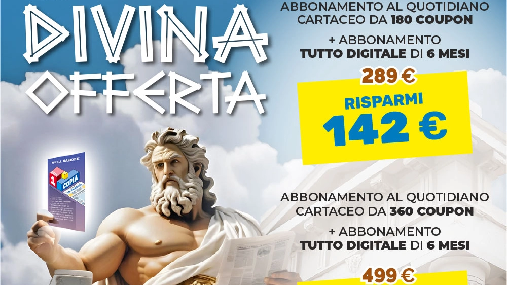 Quest'anno la tradizionale campagna abbonamenti de La Nazione è davvero divina, con un'offerta che unisce il piacere della carta alla praticità del digitale