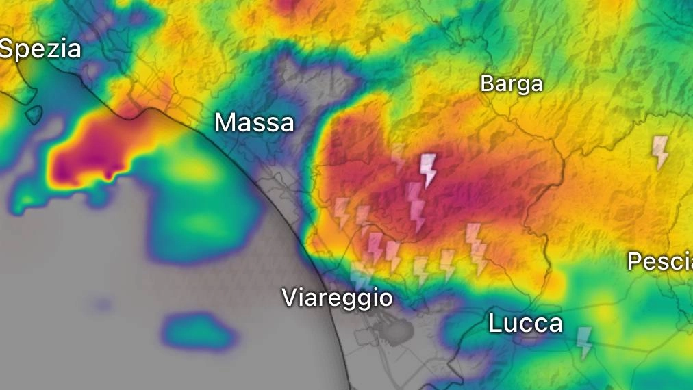 La mappa dei temporali sulla Versilia