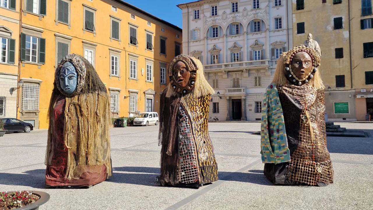 Tre dei teschi della “The Skull Parade – Il Tempo della Vanità” (foto Alcide)