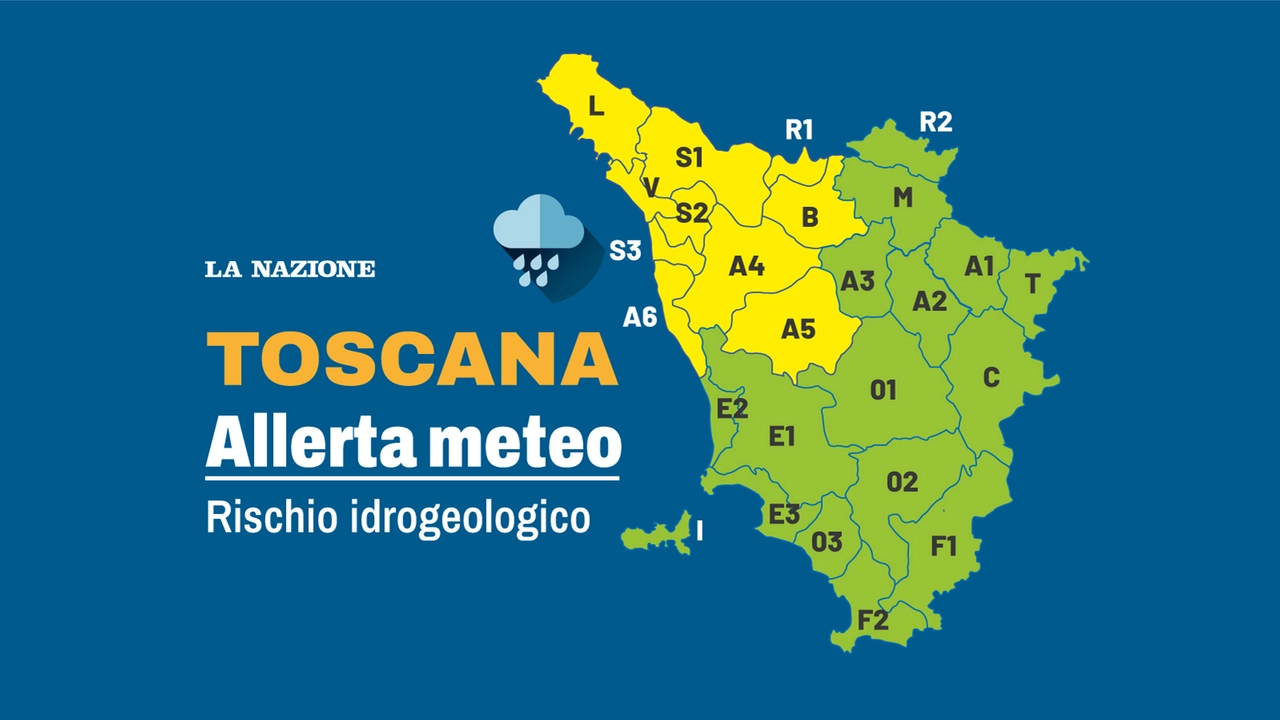 Allerta gialla in Toscana: pioggia forte e possibile aumento dei livelli dei fiumi minori