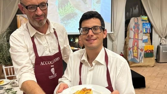 Una delle portate preparate dai ragazzi dell’Istituto Serafico durante la cena che si è svolta nel Chiostro in occasione del G7 mondiale sulla disabilità