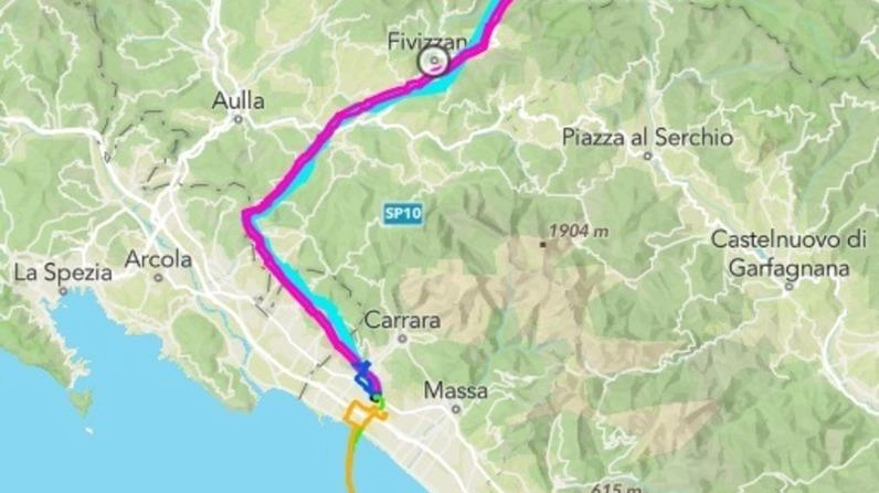 La mappa dell’intervento che attraverserà la Lunigiana per arrivare a Marina di Massa