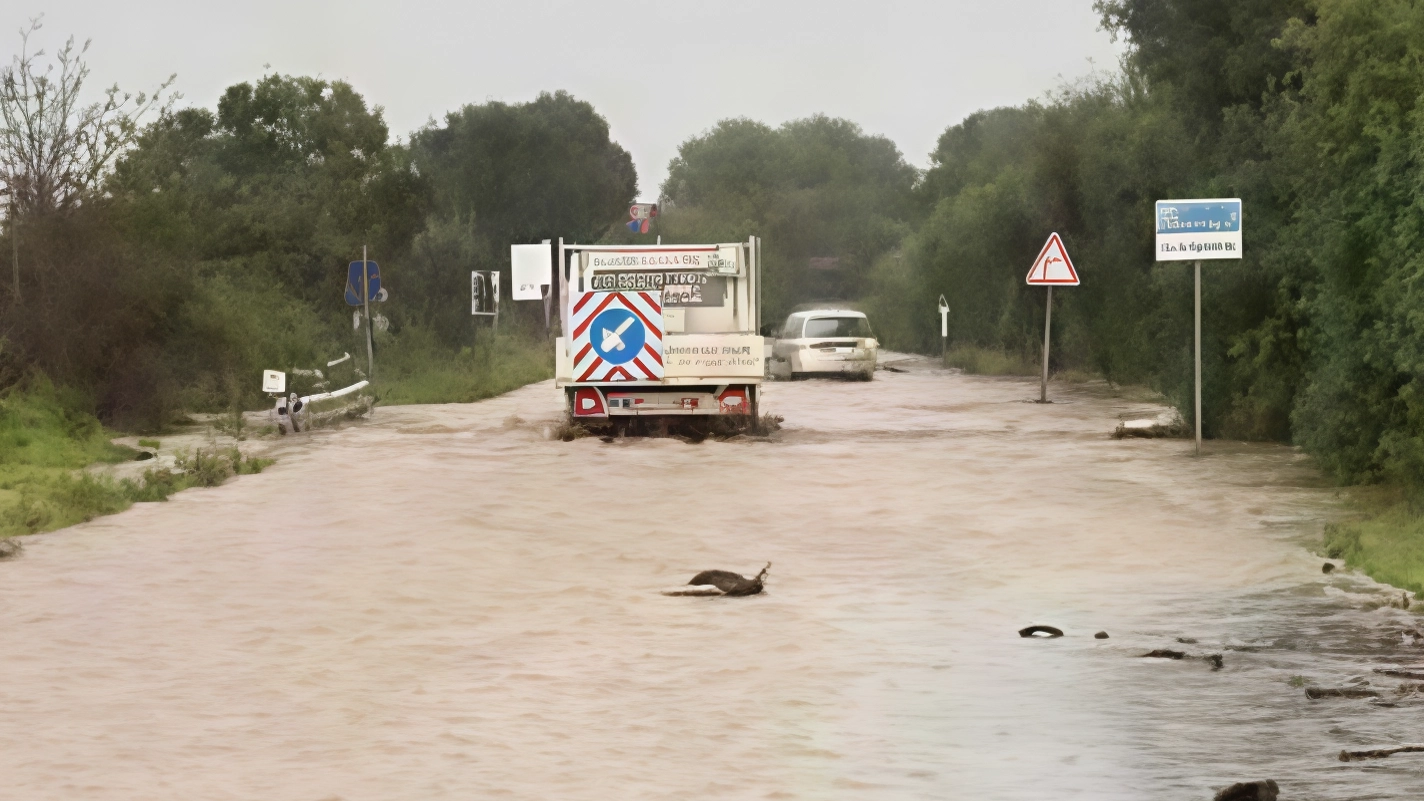 Allagata la strada provinciale 161 tra Santa Liberata e Terrarossa