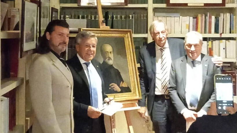 Il momento della presentazione del quadro restaurato