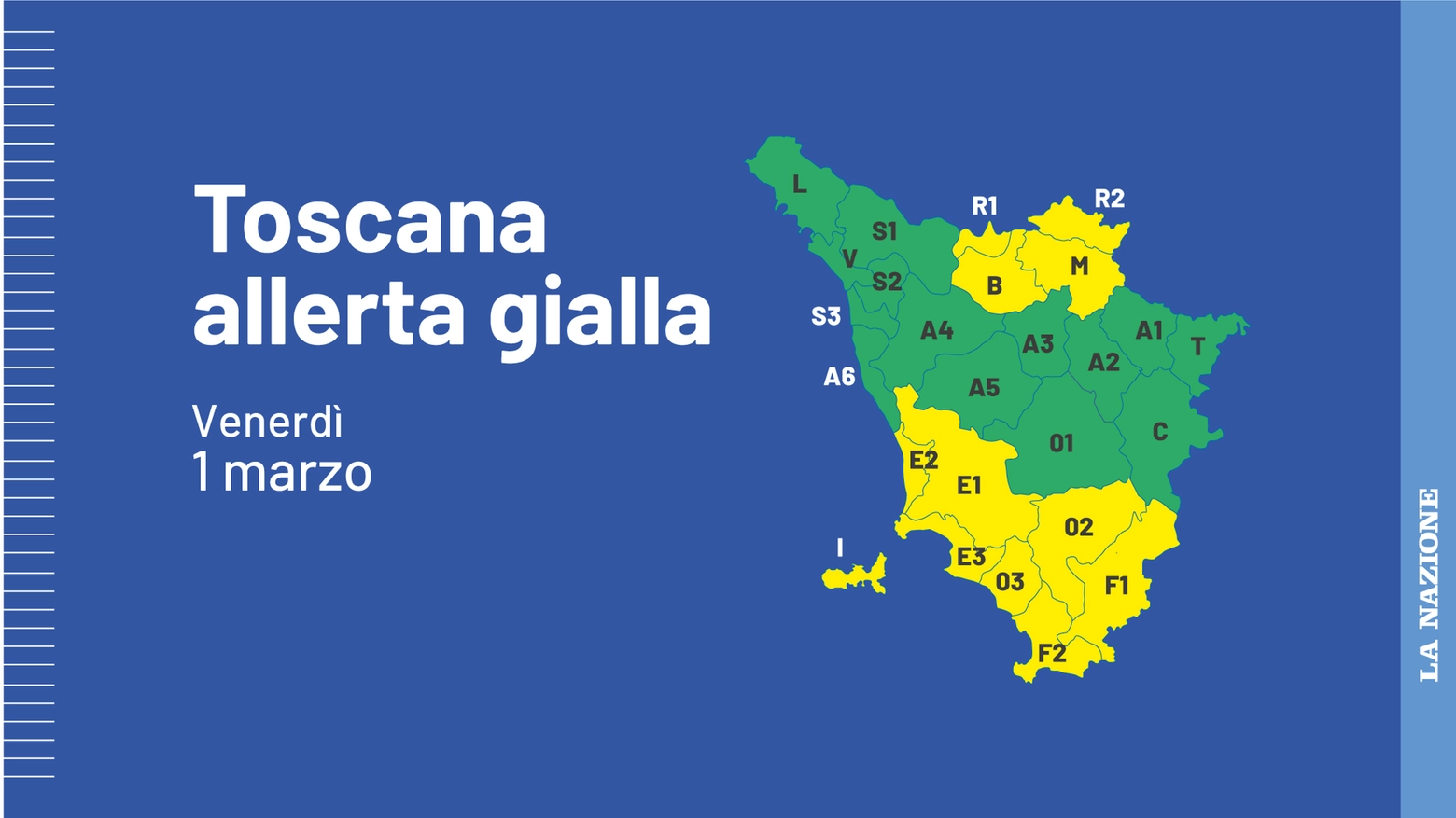 Allerta meteo Toscana per la giornata del primo marzo