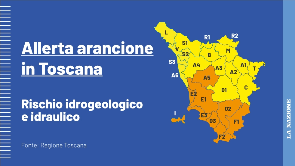 Allerta arancione in Toscana, rischio idrogeologico e idraulico