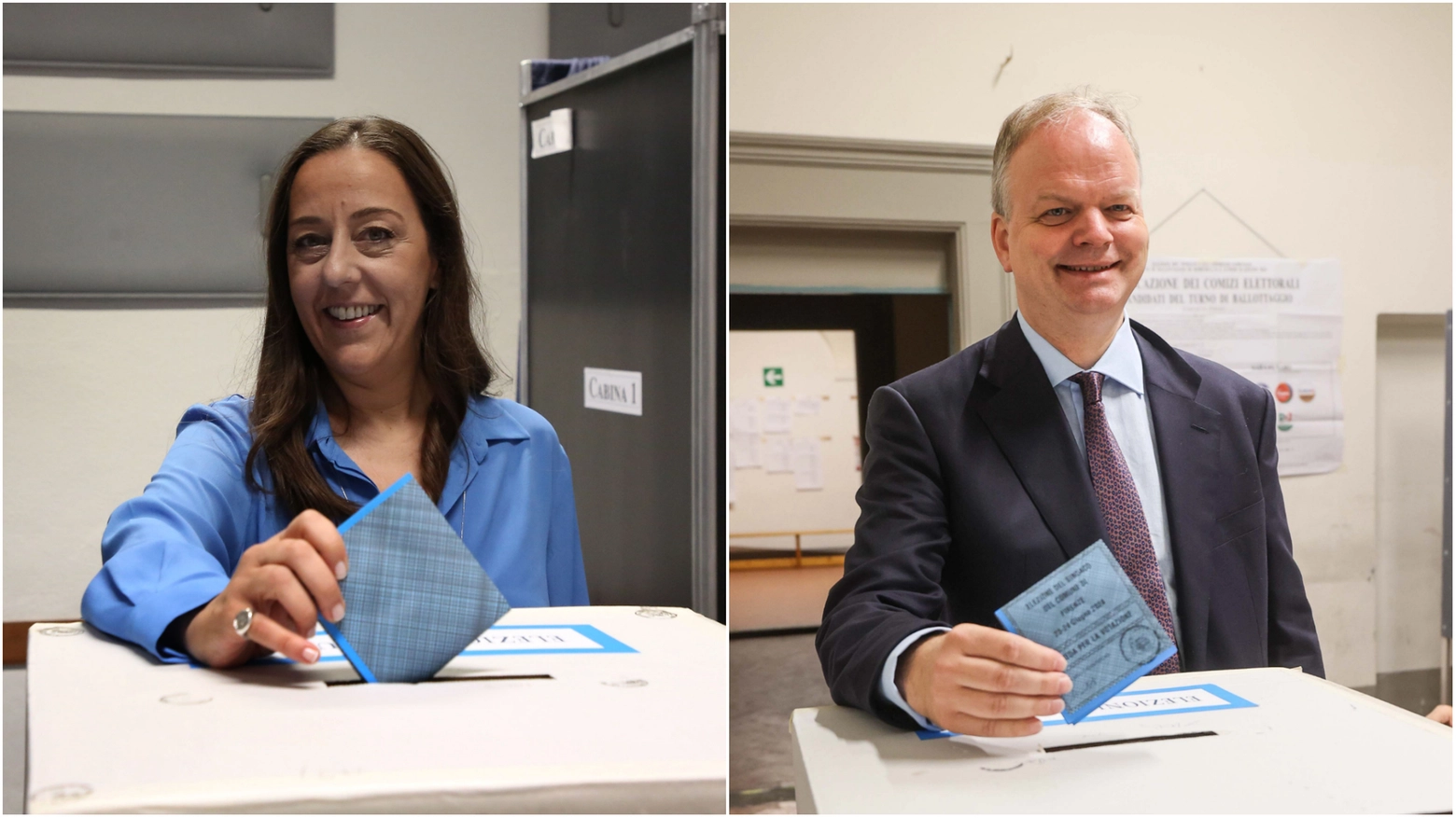 I candidati Sara Funaro e Eike Schmidt al voto per il ballottaggio di Firenze (Foto New Press Photo)