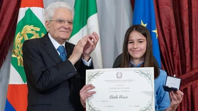 Adele Ricci, la ragazzina di Ameglia nominata Alfiere della Repubblica, è stata premiata dal presidente Sergio Mattarella