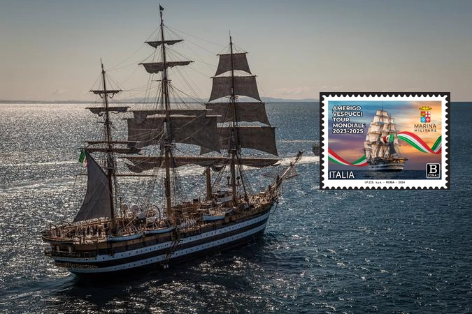 Nave Amerigo Vespucci e il francobollo