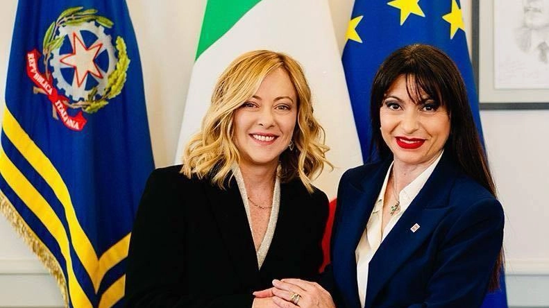 La presidente del Consiglio, Giorgia Meloni, e la governatrice Stefania Proietti