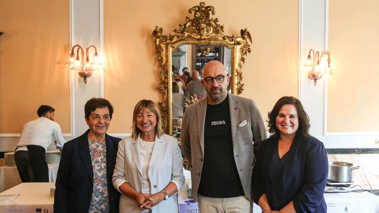 La presentazione dell’evento all’Hotel Brufani, con uno show cooking. Presente anche la governatrice dell’Umbria Donatella Tesei